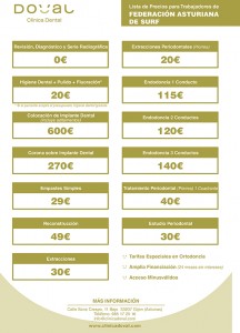 Lista de Precios Trabajadores Federacion Asturiana Surf